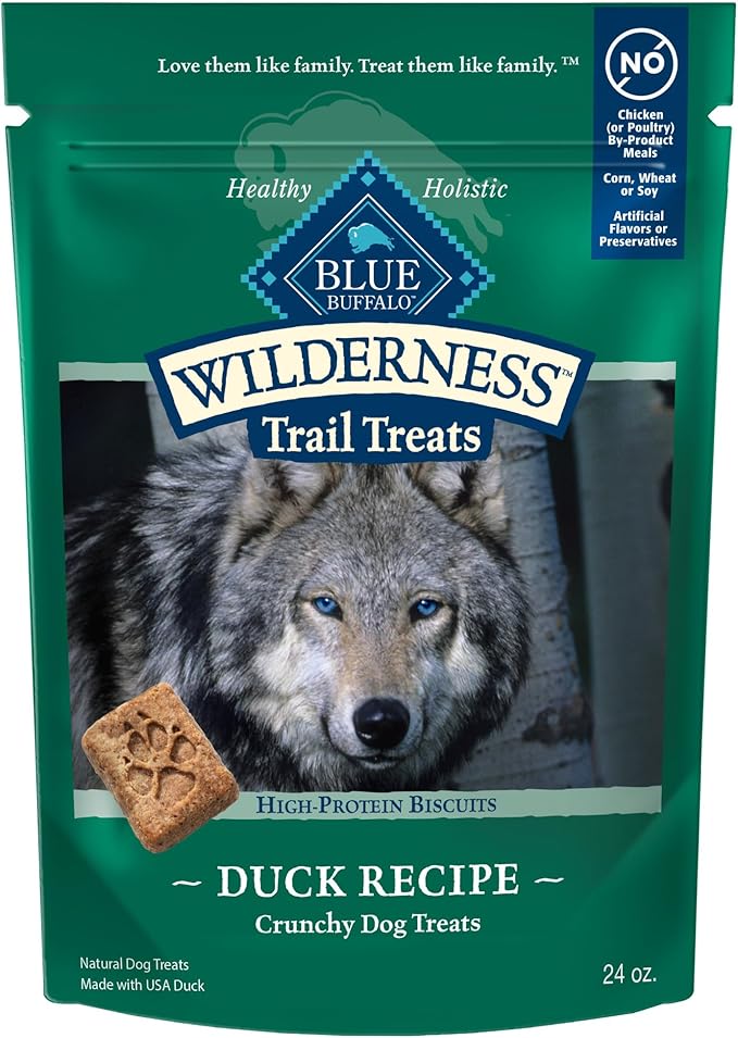 The Best Dog Treats on Amazon (2025 Review) 5 Blue Buffalo Wilderness Trail Treats High Protein Grain Free Dog Biscuits Crunchy Dog Treats, Duck Recipe, 24-oz Bag